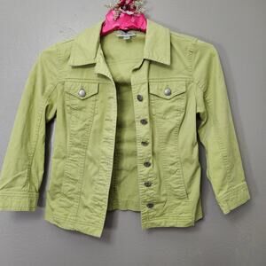 Dressbarn Bright Green Jacket S Stretch Y2K Dopamine Dressing Layering‎ Piece
